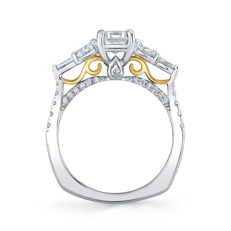 Emerald Natural Diamond Multi Stone Accent Engagement Ring in 14k Yellow Gold image number null